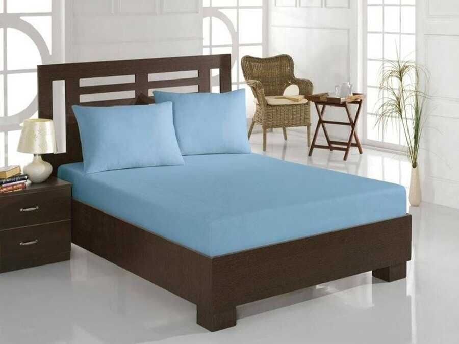 Penye ملاءه سرير مفرد (لشخص واحد) ذات شرائط مرنه (استيك) - لون ازرق