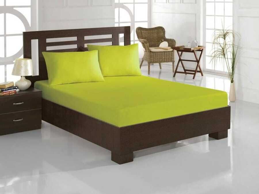Penye ملاءه سرير مفرد (لشخص واحد) ذات شرائط مرنه (استيك) - لون الأخضر الفستقي