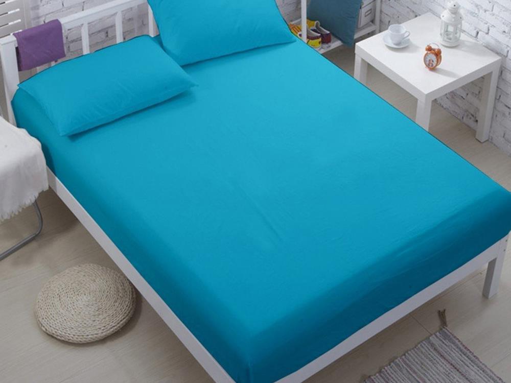  Combed Cotton Double Fitted Sheet Dark Cyan