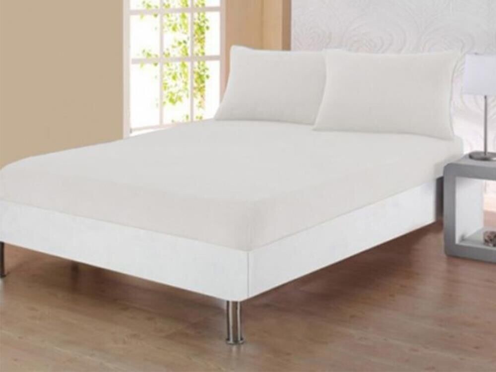 Dowry World - Combed Cotton Single Fitted Bed Sheet - White Dowry World - Combed Cotton Single Fitted Bed Sheet - White
