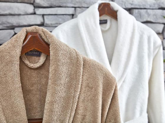 Peren 6 Pcs Combed Cotton Bathrobe Set Green Beige