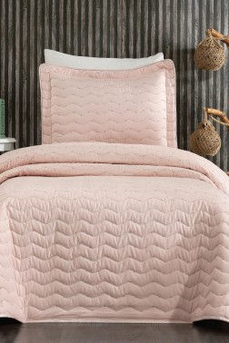 Çeyiz Diyarı - Perla Queen Size Quilted Bedspread 180x240 with Pillowcase, Queen Bed, Cotton Fabric, Single Size Pink Çeyiz Diyarı - Perla Queen Size Quilted Bedspread 180x240 with Pillowcase, Queen Bed, Cotton Fabric, Single Size Pink