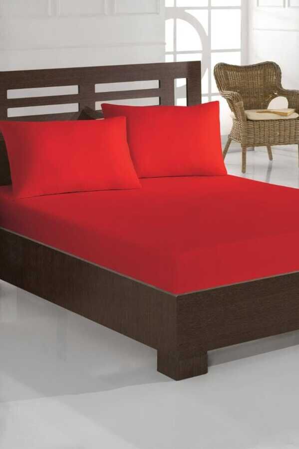 Perla Single Fitted Bedsheet Set RED BLACK