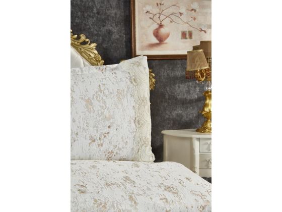 Perry Bedspread Set 3pcs, Coverlet 230x250, Pillowcase 50x70, Double Size, Cream Cappucino