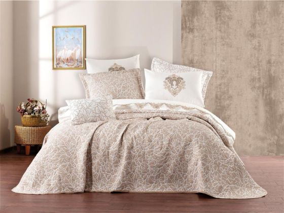 Pervin Double Duvet Cover 8 Pieces Cappucino