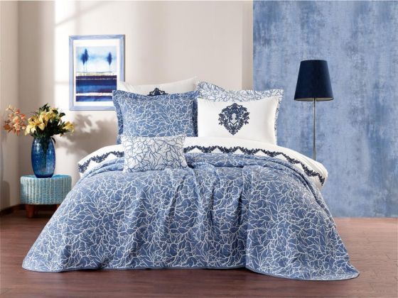 Pervin Double Duvet Cover 8 Pieces Blue