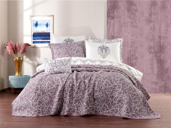 Pervin Double Duvet Cover 8 Pieces Plum