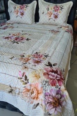 Pesta Quilted Bedspread Set 3pcs, Coverlet 240x250, Pillowcase 50x70, Double Size - Thumbnail