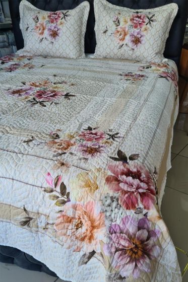 Pesta Quilted Bedspread Set 3pcs, Coverlet 240x250, Pillowcase 50x70, Double Size