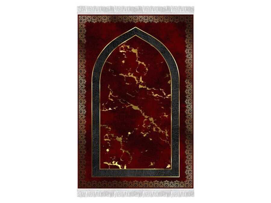 Peyda Velvet Prayer Rug Burgundy