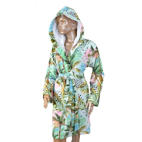 Phuket Tropical Velvet Hooded Bathrobe L