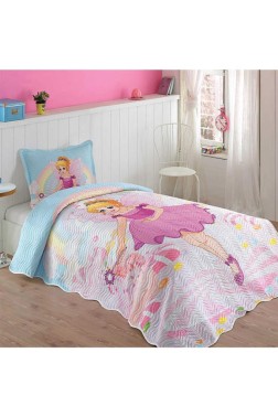 Çeyiz Diyarı - Pink Girl Printed Bedspread Set 2pcs, Coverlet 180x240, Pillowcase 50x70, Single Size, Queen Size Çeyiz Diyarı - Pink Girl Printed Bedspread Set 2pcs, Coverlet 180x240, Pillowcase 50x70, Single Size, Queen Size