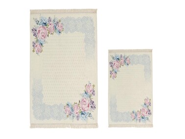 Pink Rose Rectangle Bath Mat Set 2 Pcs - Thumbnail