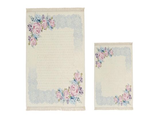 Pink Rose Rectangle Bath Mat Set 2 Pcs