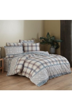 Piroska Bedding Set 3 Pcs, Duvet Cover 160x200, Sheet 160x240, Pillowcase, Single Size, Self Patterned, Queen Bed Daily use Beige - Thumbnail