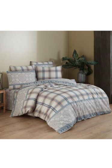 Piroska Bedding Set 3 Pcs, Duvet Cover 160x200, Sheet 160x240, Pillowcase, Single Size, Self Patterned, Queen Bed Daily use Beige