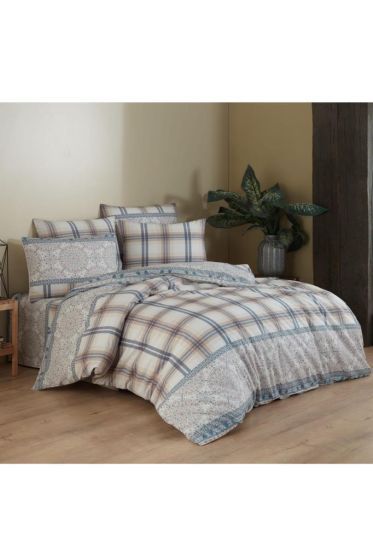 Piroska Bedding Set 3 Pcs, Duvet Cover 160x200, Sheet 160x240, Pillowcase, Single Size, Self Patterned, Queen Bed Daily use Beige