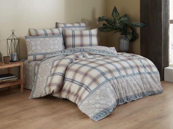 Piroska Bedding Set 4 Pcs, Duvet Cover, Bed Sheet, Pillowcase, Double Size, Self Patterned, Beige