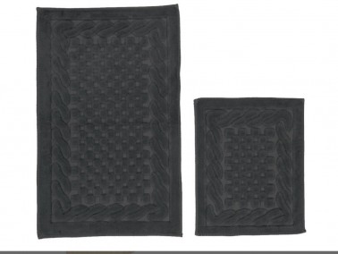 Pitikare Cotton Bath Mat Set 2 PCS - Dark Gray - Thumbnail