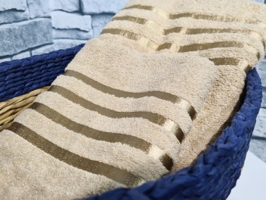 Plain Jacquard Towel Set 2pcs, 100% Cotton, Bath Towel 70x140, Hand Face Towel 50x90 Cappucino - Thumbnail