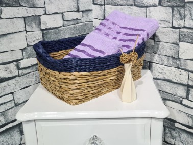 Plain Jacquard Towel Set 2pcs, 100% Cotton, Bath Towel 70x140, Hand Face Towel 50x90 Lilac - Thumbnail