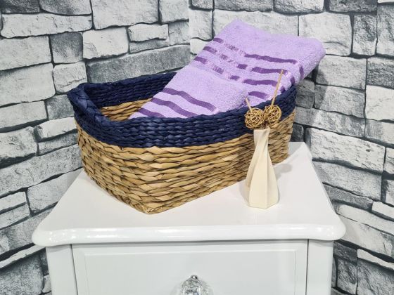Plain Jacquard Towel Set 2pcs, 100% Cotton, Bath Towel 70x140, Hand Face Towel 50x90 Lilac