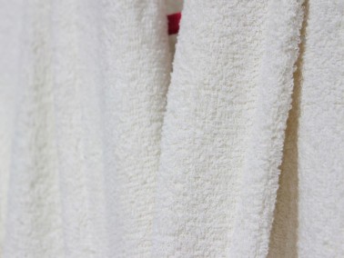 Plain Shawl Collar Large Size Single Bath Robe Cream - Thumbnail