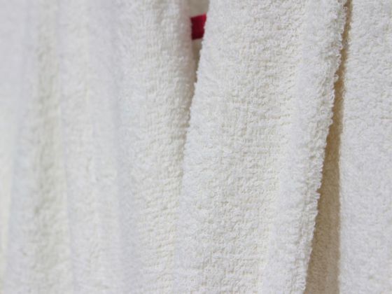 Plain Shawl Collar Large Size Single Bath Robe Cream