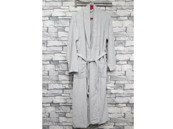 Plain Shawl Collar Large Size Single Bath Robe Gray