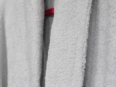 Plain Shawl Collar Large Size Single Bath Robe Gray - Thumbnail