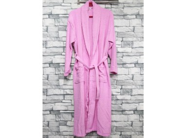 Plain Shawl Collar Large Size Single Bath Robe Pink - Thumbnail
