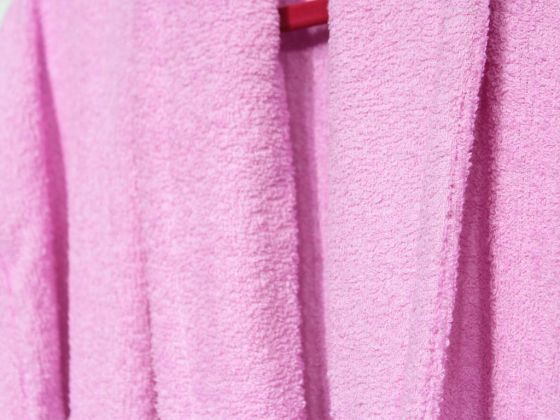 Plain Shawl Collar Large Size Single Bath Robe Pink