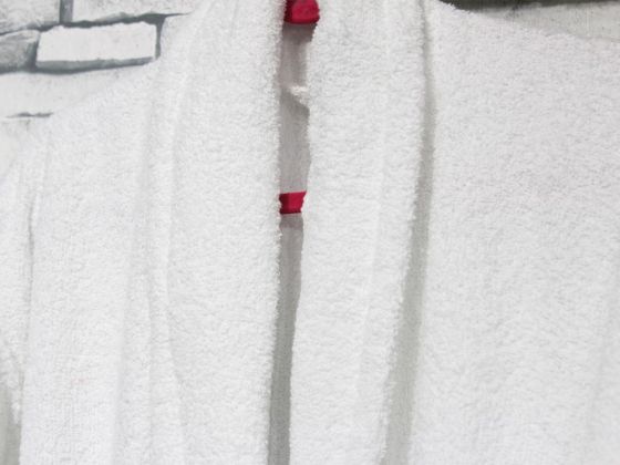 Plain Shawl Collar Large Size Single Bath Robe White