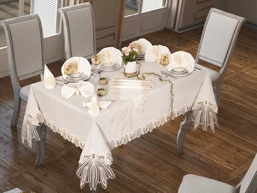 Pride Table Cloth 160x260 Cm 26 Pieces Cream - Thumbnail