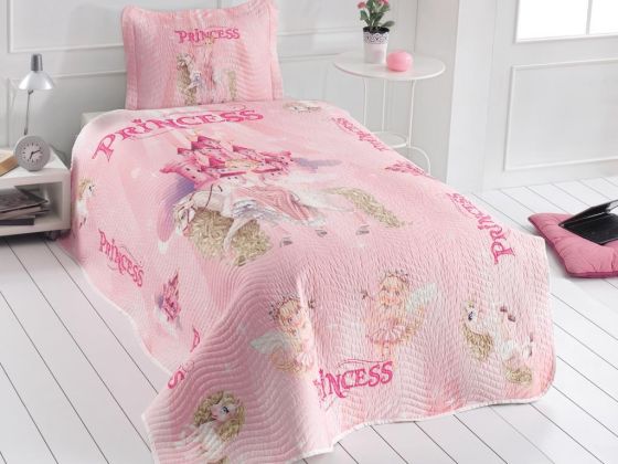 Princess Youth and Kids Printed Single Bedspread Powder