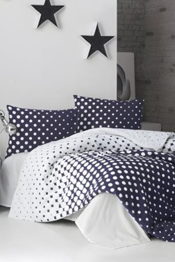 Çeyiz Diyarı - Puantiye %100 Cotton King Size Duvet Cover Set, Duvet Cover 200x220, Sheet 220x240, Double Size Navy Blue Çeyiz Diyarı - Puantiye %100 Cotton King Size Duvet Cover Set, Duvet Cover 200x220, Sheet 220x240, Double Size Navy Blue