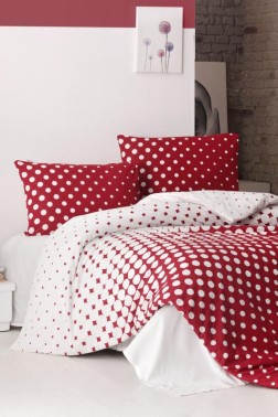 Çeyiz Diyarı - Puantiye %100 Cotton King Size Duvet Cover Set, Duvet Cover 200x220, Sheet 220x240, Double Size Red Çeyiz Diyarı - Puantiye %100 Cotton King Size Duvet Cover Set, Duvet Cover 200x220, Sheet 220x240, Double Size Red