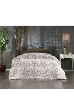 Puffy Double Size Blanket 200x220 cm Cotton Fabric Burgundy - Thumbnail
