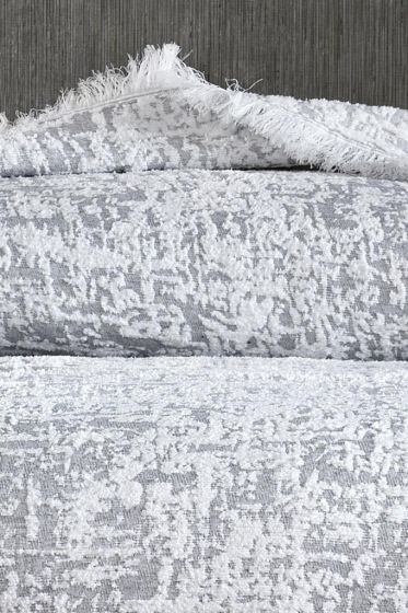 Puffy Double Size Blanket 200x220 cm Cotton Fabric Gray