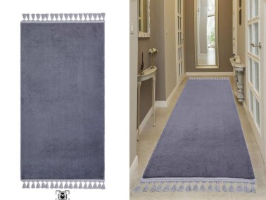 Puffy Non-Slip Base Rectangular Carpet 80x150 Cm Anthracite - Thumbnail