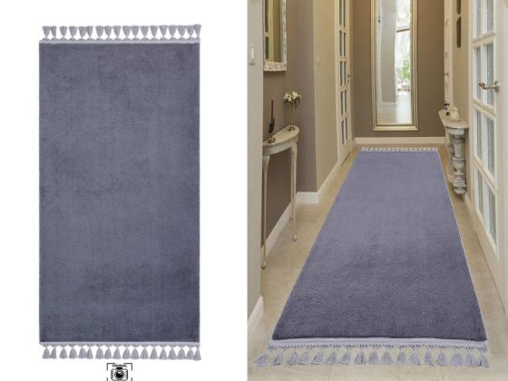 Puffy Non-Slip Base Rectangular Carpet 80x150 Cm Anthracite