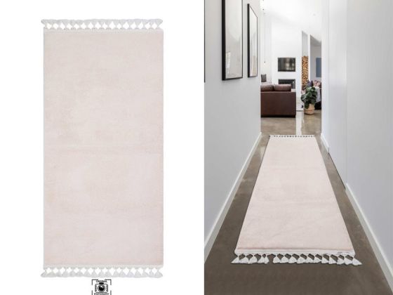 Puffy Non-Slip Base Rectangular Carpet 80x150 Cm Cream