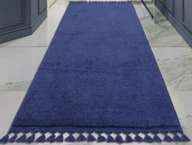 Puffy Non-Slip Base Rectangular Carpet 80x150 Cm Indigo - Thumbnail