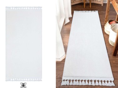 Puffy Non-Slip Base Rectangular Carpet 80x150 Cm White - Thumbnail