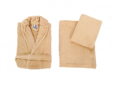 Dowry World - Pure Velvet 3 Piece Bathrobe Set - Brown Dowry World - Pure Velvet 3 Piece Bathrobe Set - Brown
