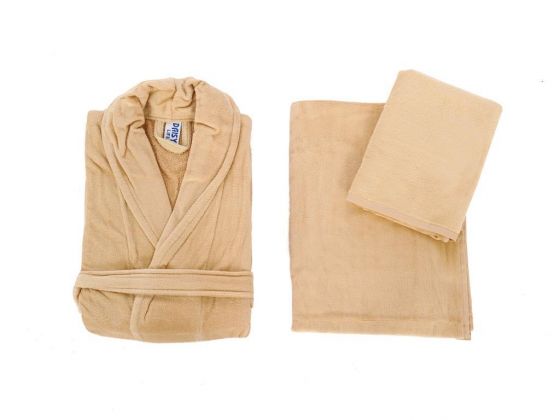 Pure Velvet 3 Piece Bathrobe Set - Brown