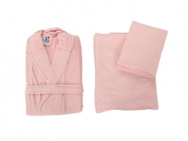 Dowry World - Pure Velvet 3 Piece Bathrobe Set - Powder Dowry World - Pure Velvet 3 Piece Bathrobe Set - Powder