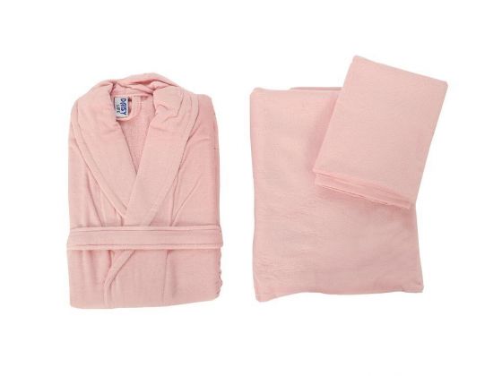 Pure Velvet 3 Piece Bathrobe Set - Powder