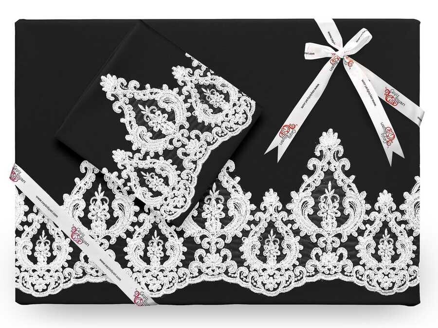 Dowry World - Queen French Lace Duvet Cover Set Black Dowry World - Queen French Lace Duvet Cover Set Black