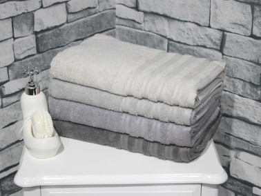 Rainbow %100 Cotton Bath Towel 70x140 Cm 4 pcs Gray - Thumbnail